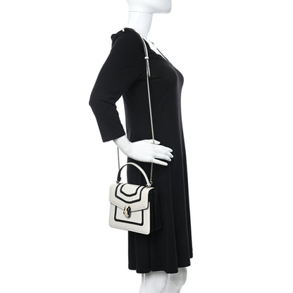 Bulgari Calfskin Serpenti Forever Top Handle White Black 2 of 14
