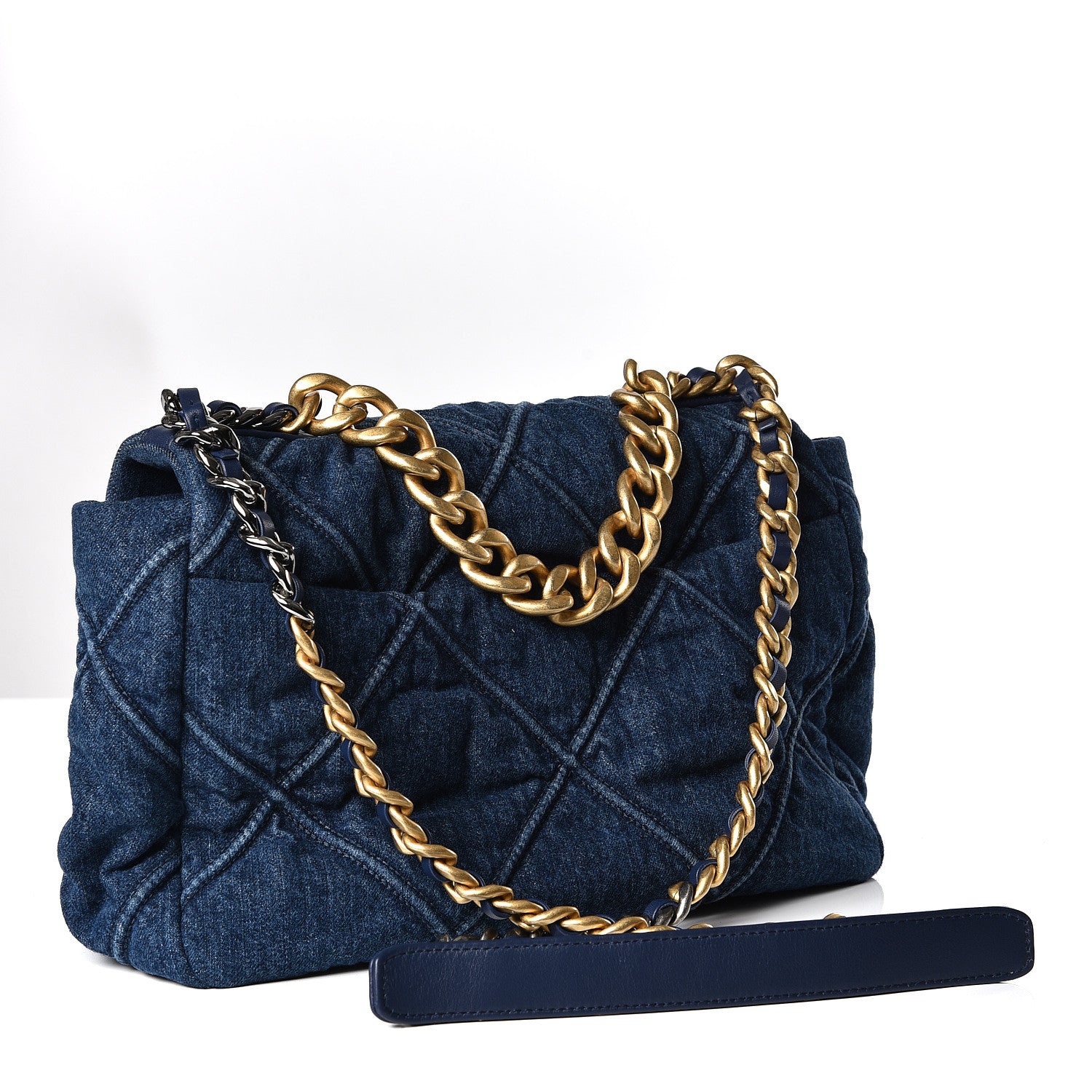 Chanel Denim Quilted Large 19 Flap Blue 2 of 12