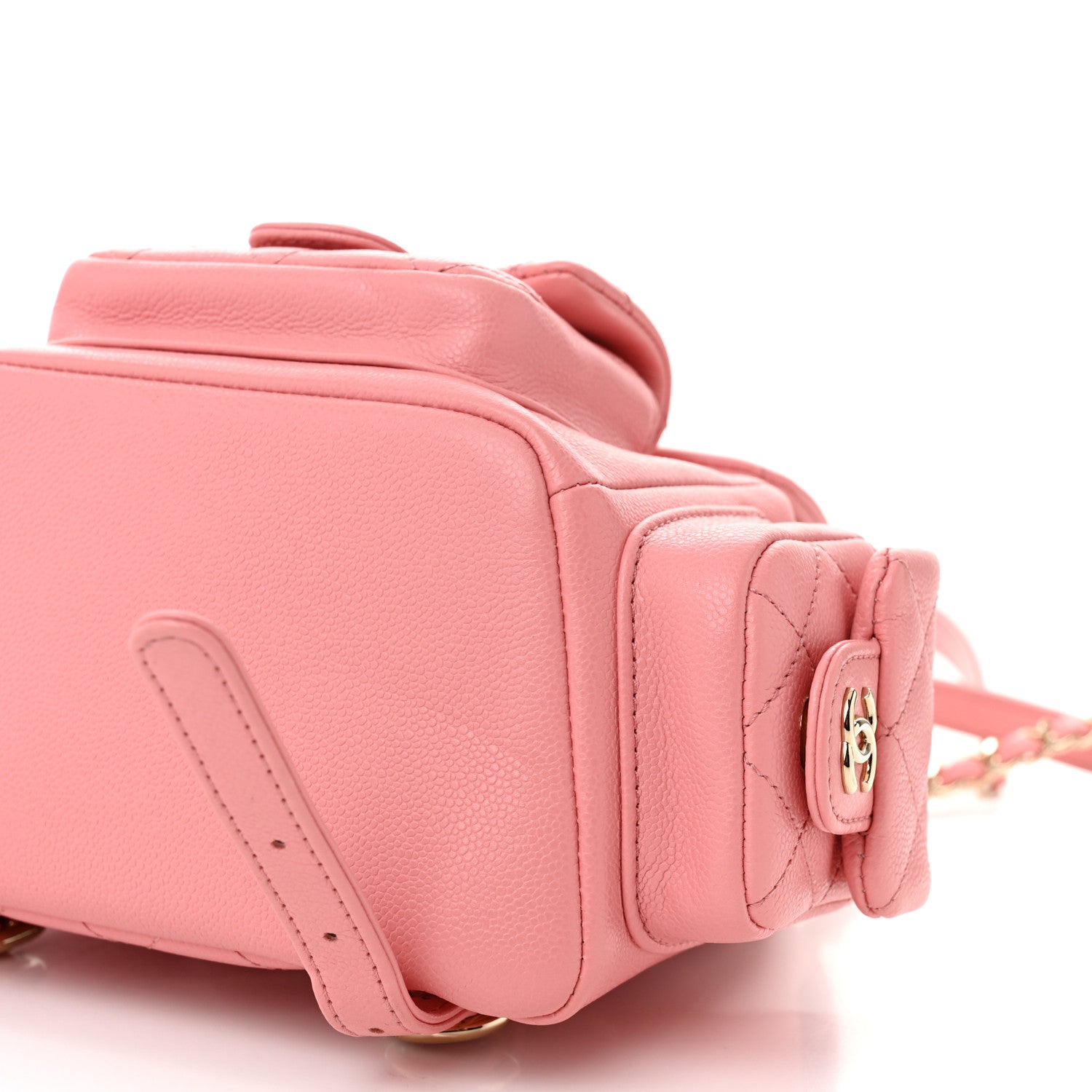 Chanel Shiny Caviar Quilted Small Pockets Drawstring Backpack Pink 10 of 10