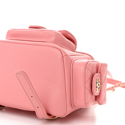 Chanel Shiny Caviar Quilted Small Pockets Drawstring Backpack Pink 10 of 10