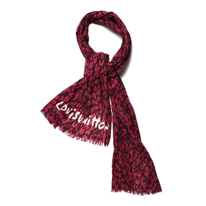 Louis Vuitton Cotton Leopard Stole Rouge Fauviste 1 of 4