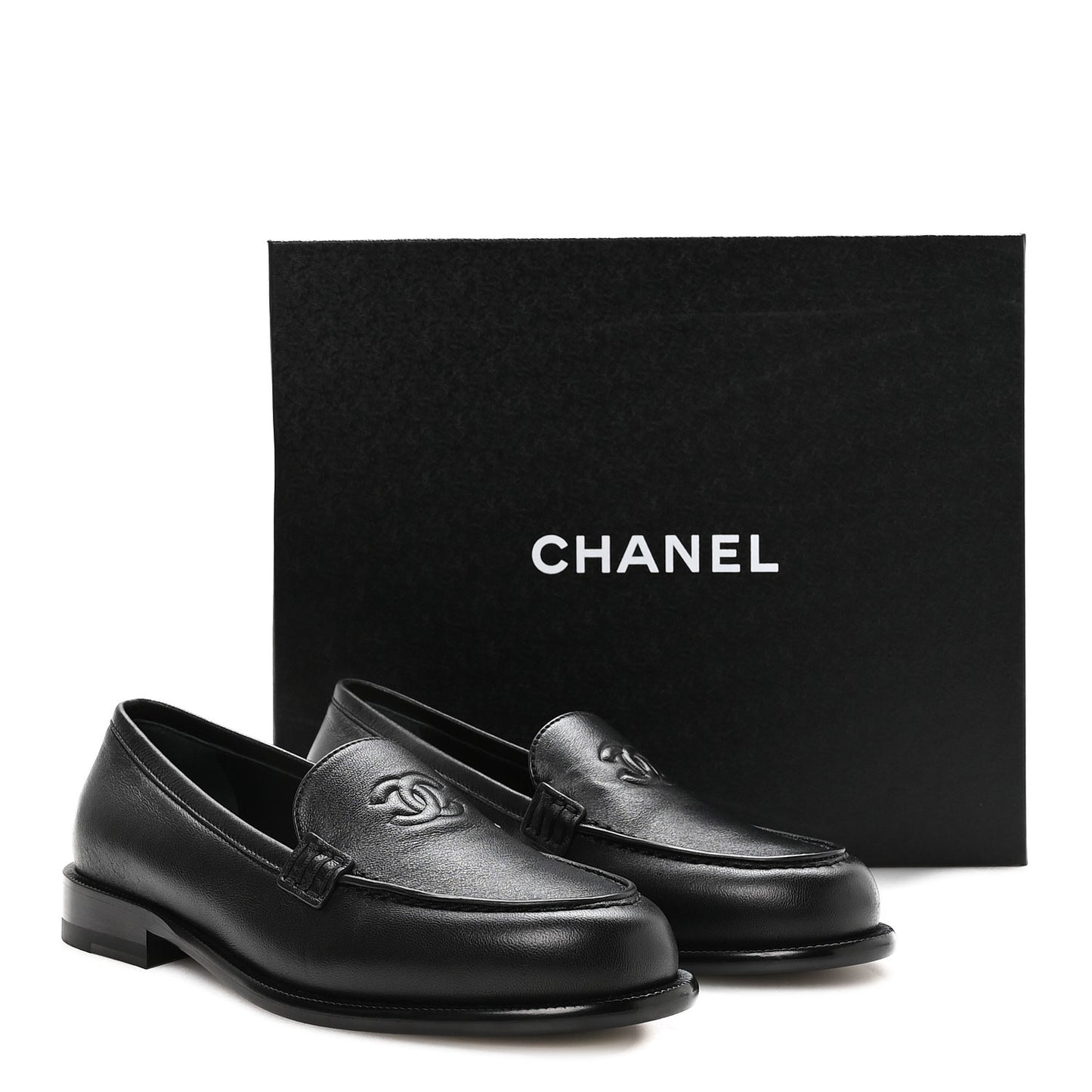 Lambskin CC Mocassin Loafers 37.5 Black