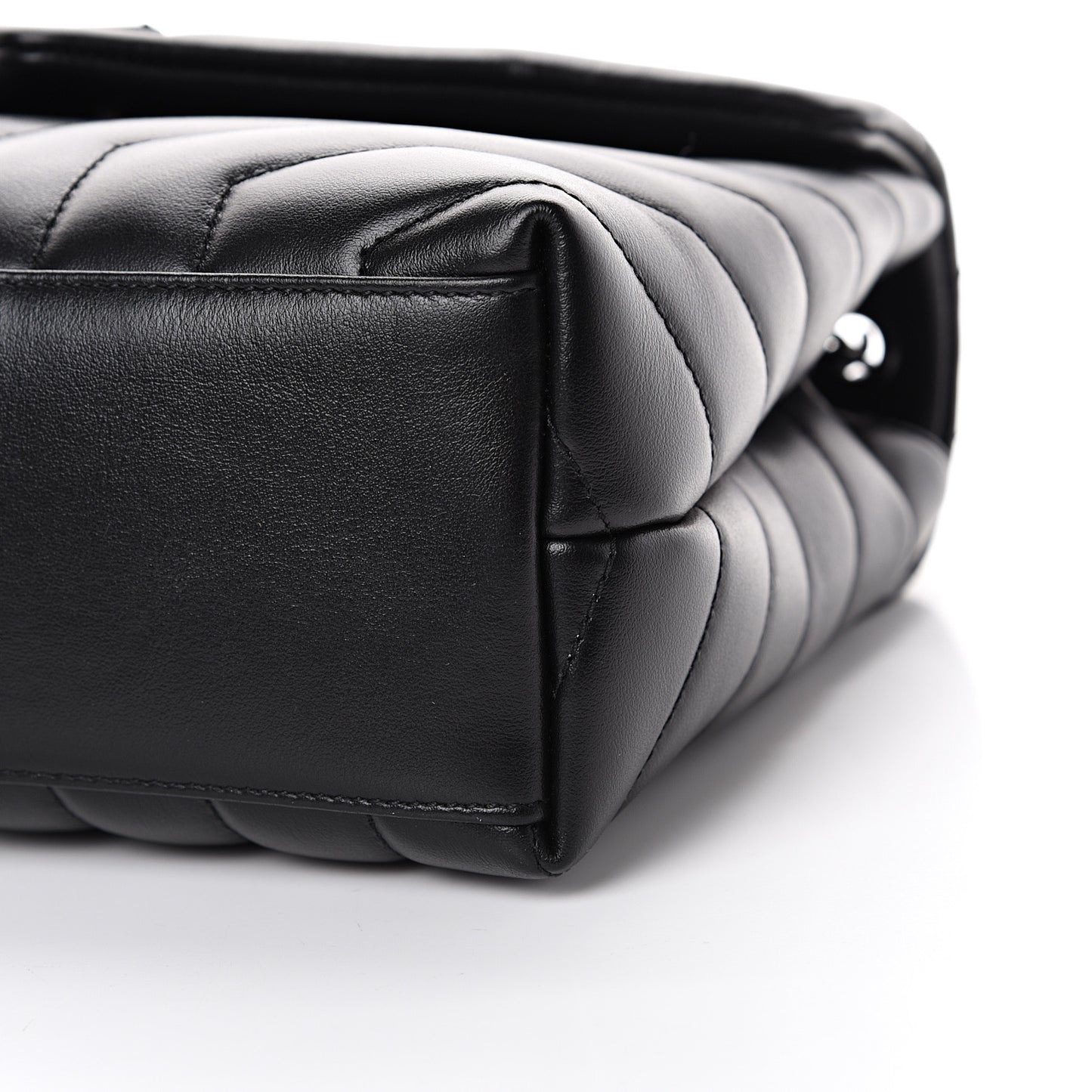 Calfskin Y Quilted Monogram Small Loulou Chain Satchel Black
