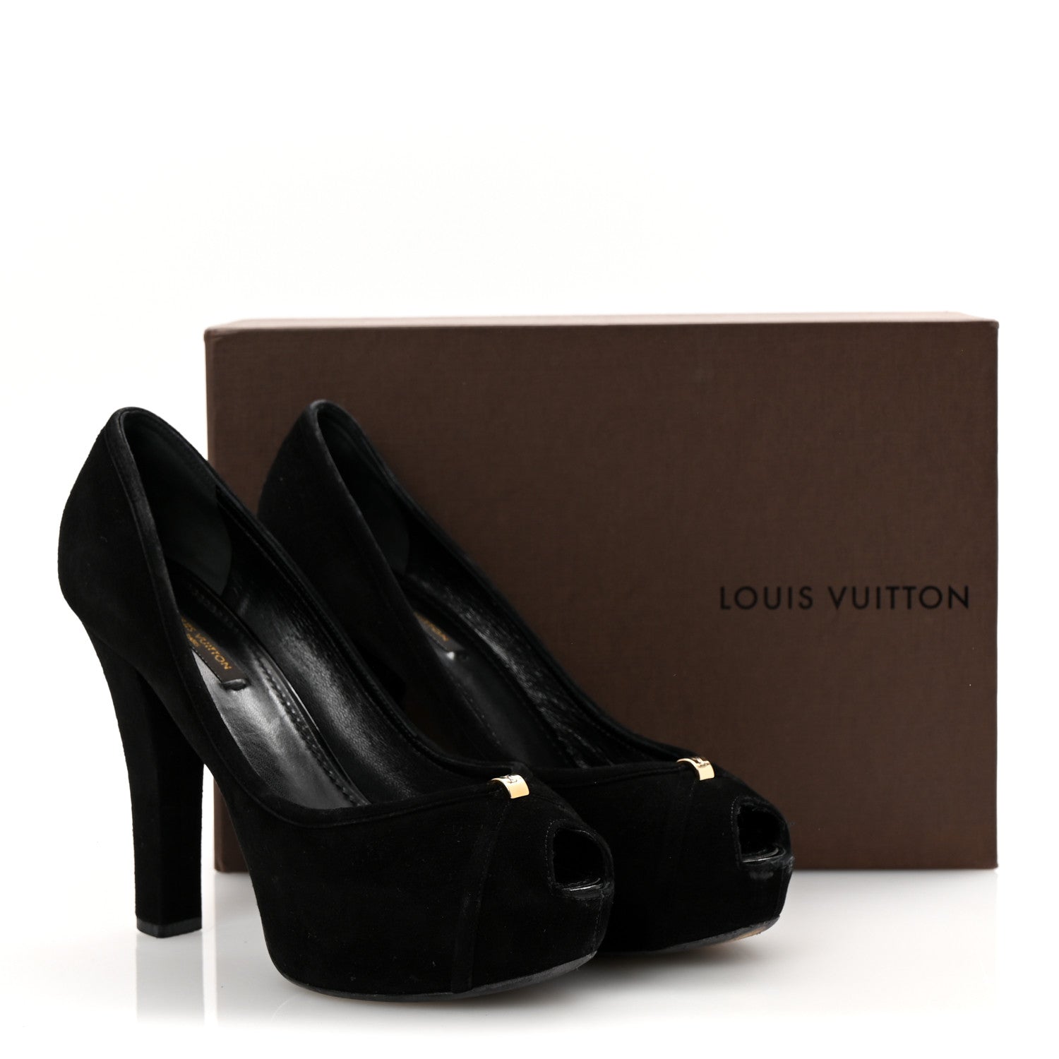 Louis Vuitton Suede Monogram Kimono Open Toe Pumps 37 Black 10 of 10
