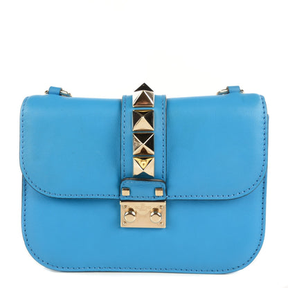 Valentino Garavani Vitello Small Glam Lock Rockstud Flap Blue Fluo 1 of 7