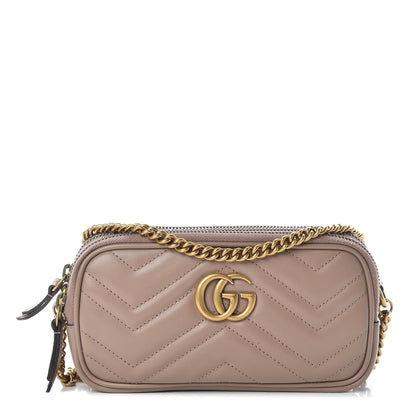 Gucci Calfskin Matelasse Mini GG Marmont Chain Crossbody Bag Porcelain Rose 1 of 12