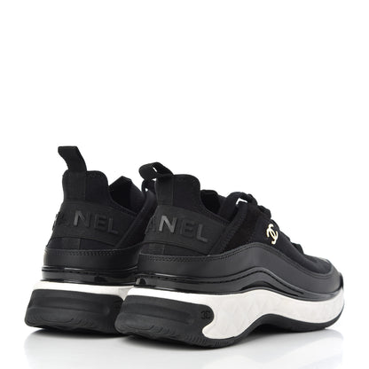 Chanel Velvet Calfskin Mixed Fibers CC Sneakers 38.5 Black 4 of 17
