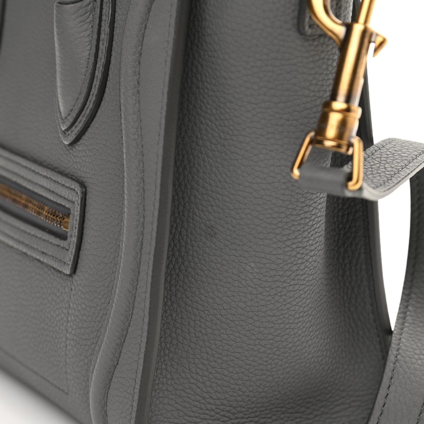 Drummed Calfskin Nano Luggage Kohl