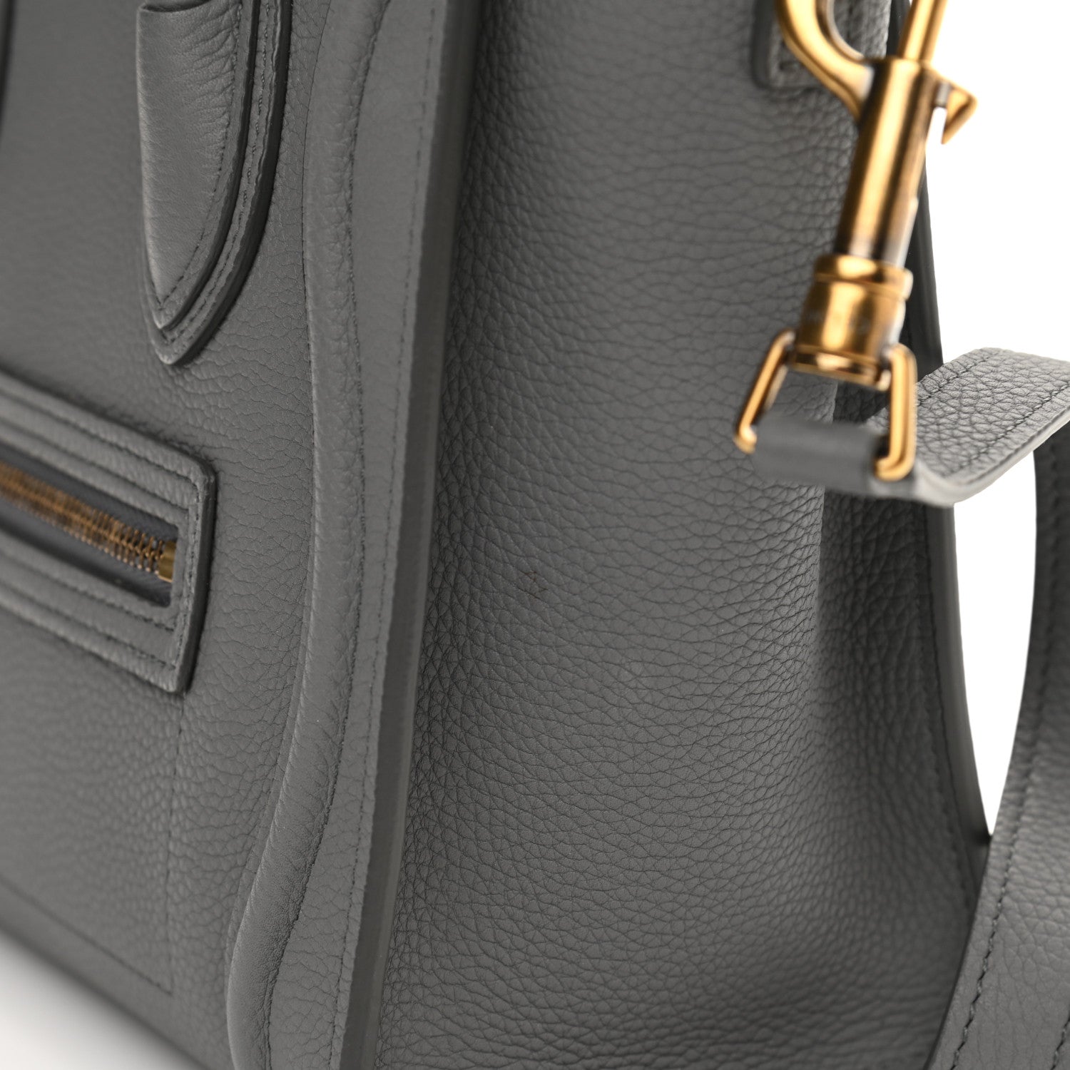 Celine Drummed Calfskin Nano Luggage Kohl 10 of 13