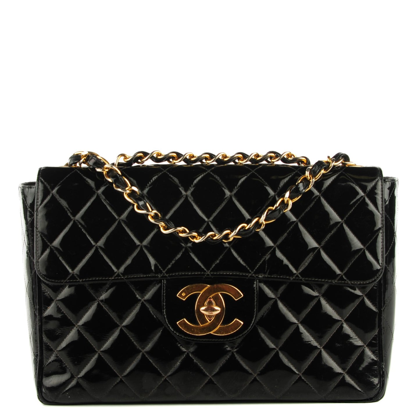 Patent Quilted XL Flap Black