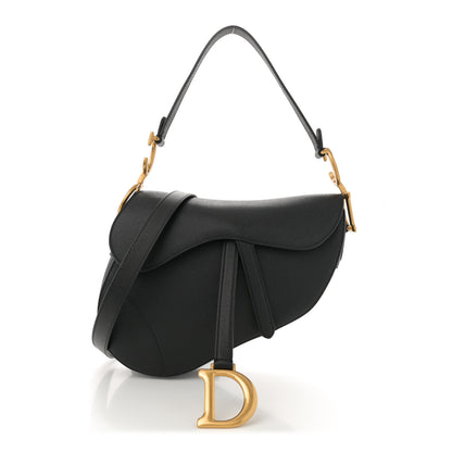 Christian Dior Grained Calfskin Saddle Bag With Strap Black 1 of 10