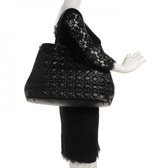 Coated Canvas Cannage Medium Panarea Tote Black