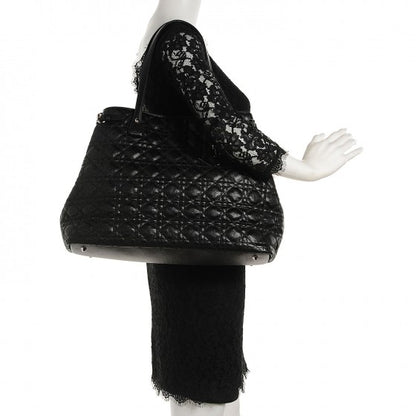Christian Dior Coated Canvas Cannage Medium Panarea Tote Black 2 of 16