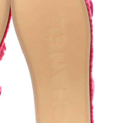 Chanel Cord Lambskin Quilted Logo Sandals 37 Pink 8 of 11