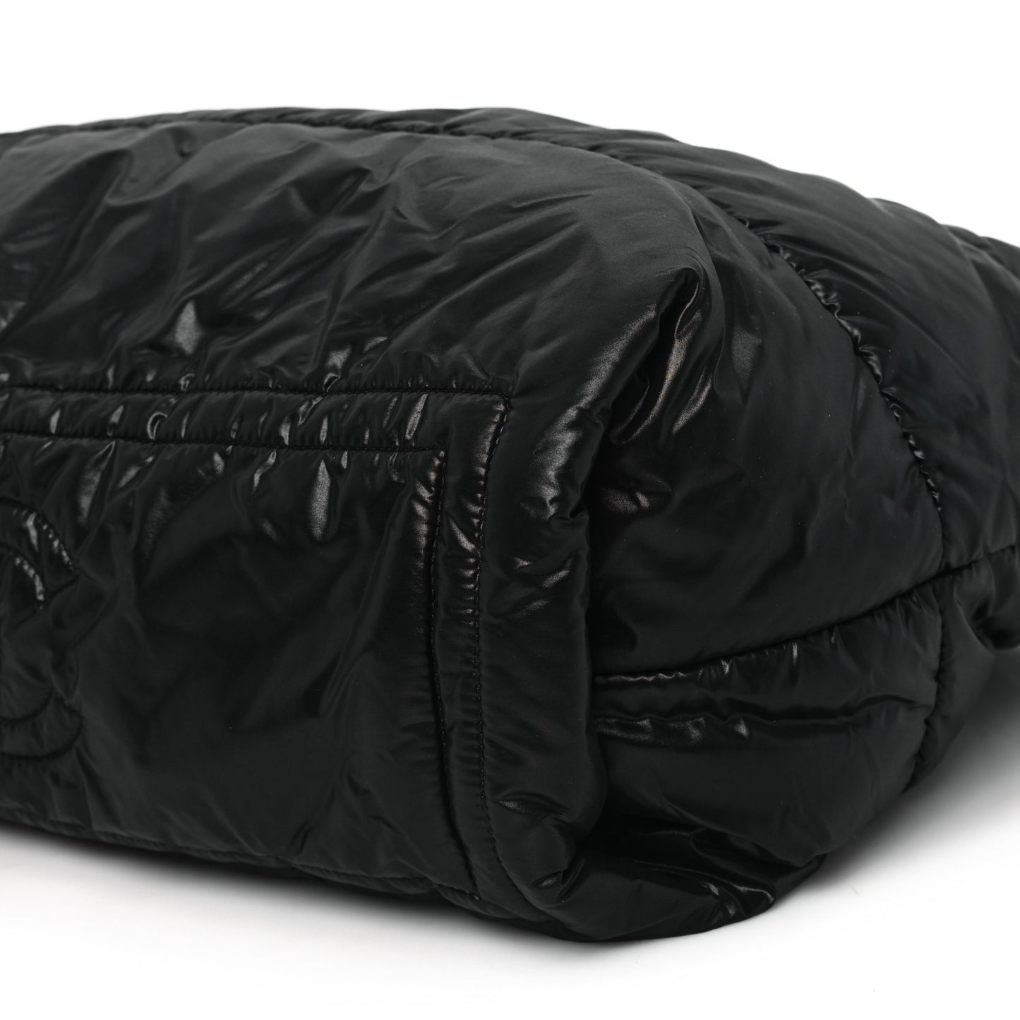 Nylon Quilted Small Coco Cocoon Tote Black