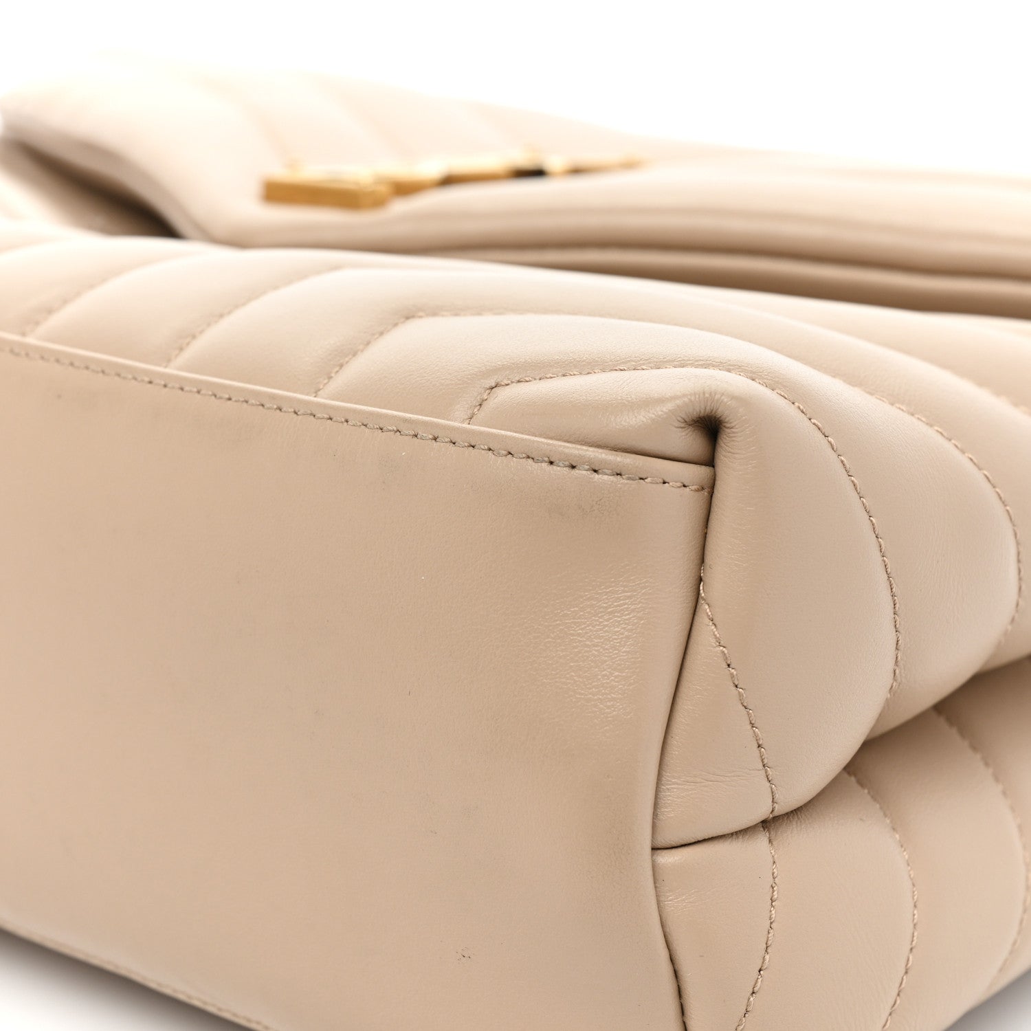 Saint Laurent Calfskin Y Quilted Monogram Medium Loulou Chain Satchel Dark Beige 15 of 22