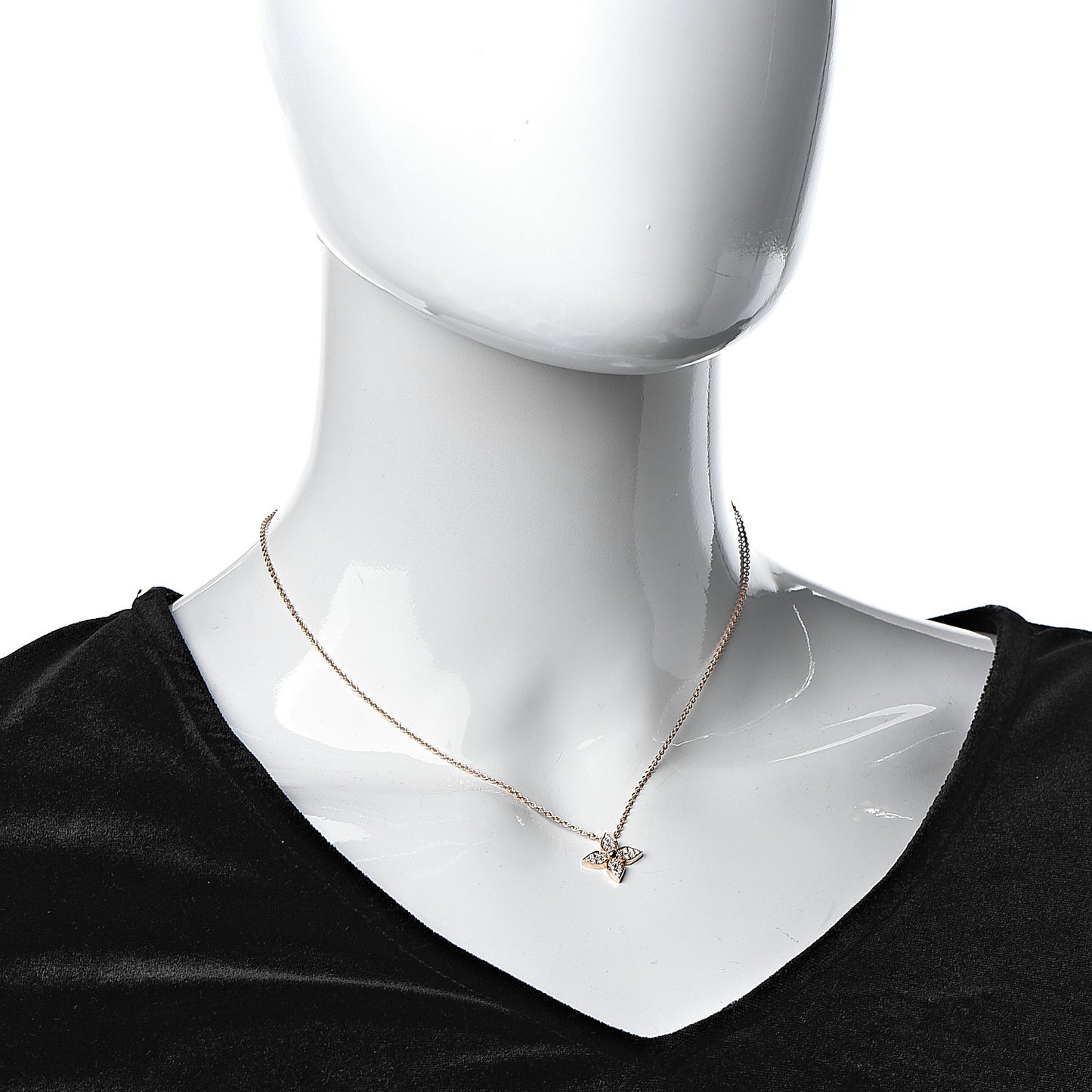 18K Pink Gold Diamond Star Blossom Pendant Necklace