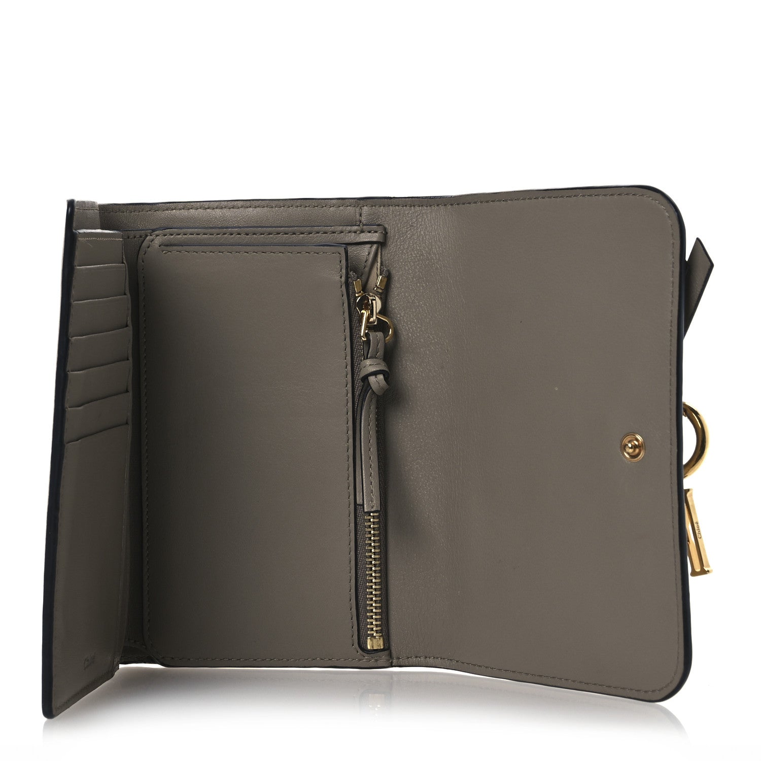 Chloe Smooth Calfskin Alphabet "R" Compact Wallet Motty Grey 5 of 10