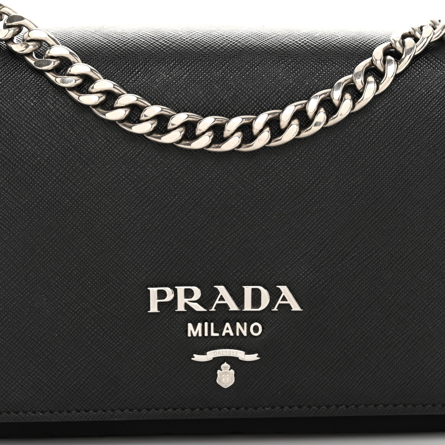 Prada Saffiano Tessuto Nylon Chain Shoulder Bag Black 7 of 9