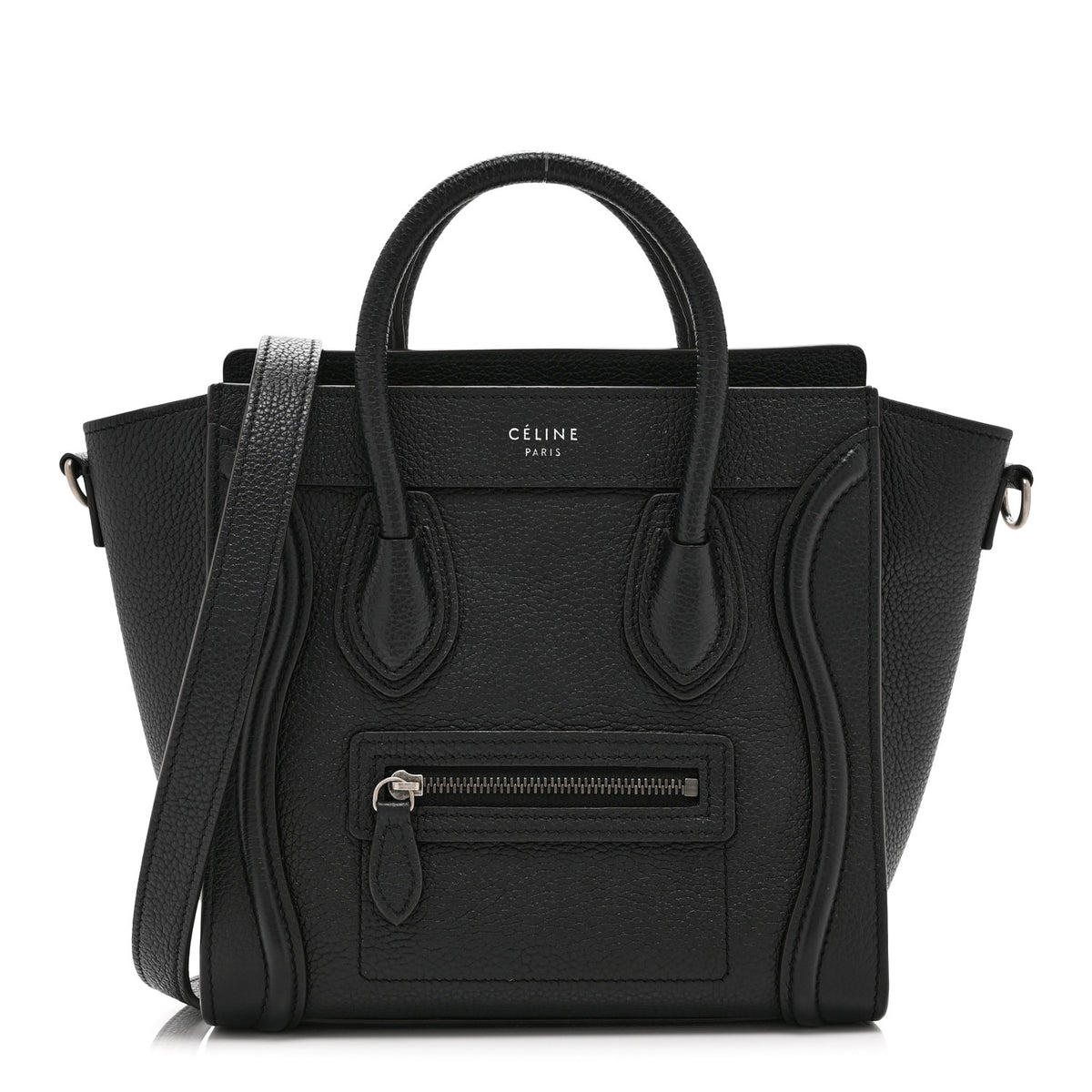 Celine Drummed Calfskin Nano Luggage Black 1 of 10