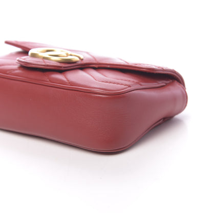 Gucci Calfskin Matelasse Super Mini GG Marmont Shoulder Bag Hibiscus Red 9 of 12