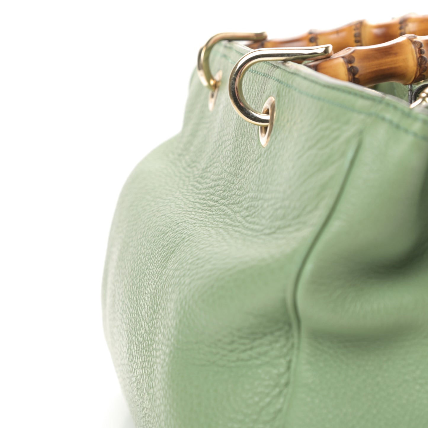 Pebbled Calfskin Medium Bamboo Shopper Tote Green