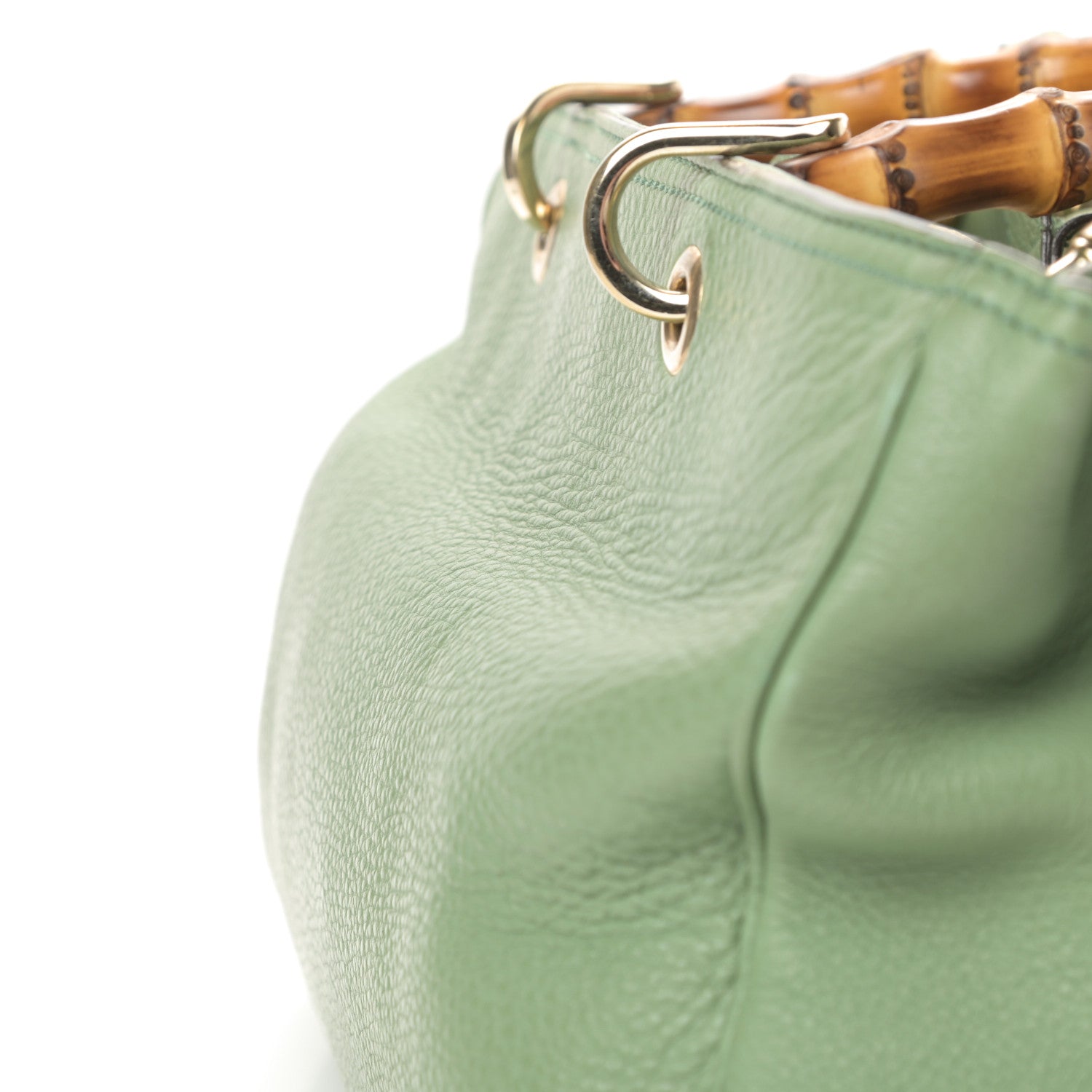 Gucci Pebbled Calfskin Medium Bamboo Shopper Tote Green 13 of 15