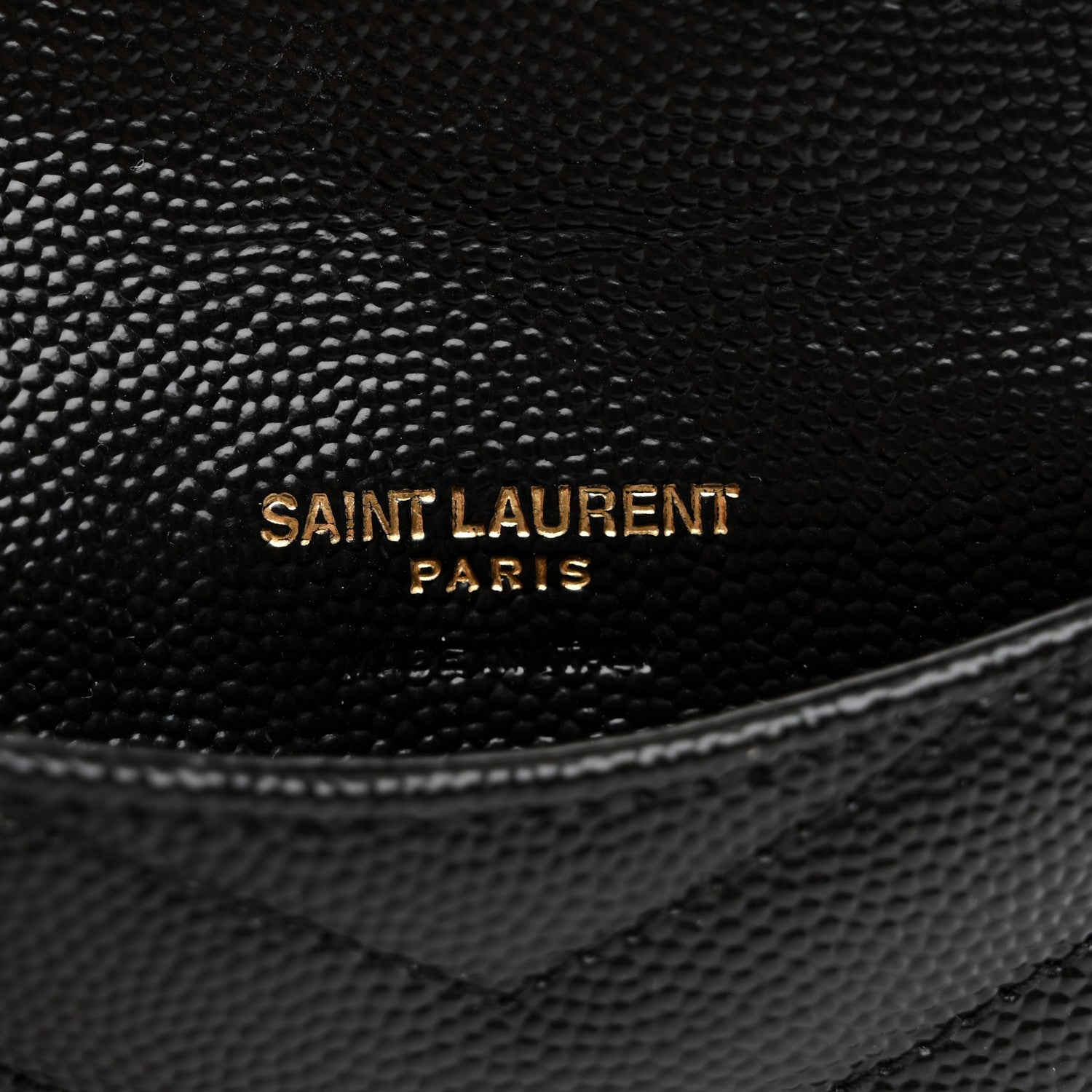 Saint Laurent Grain De Poudre Matelasse Chevron Monogram Compact Wallet Black 7 of 7