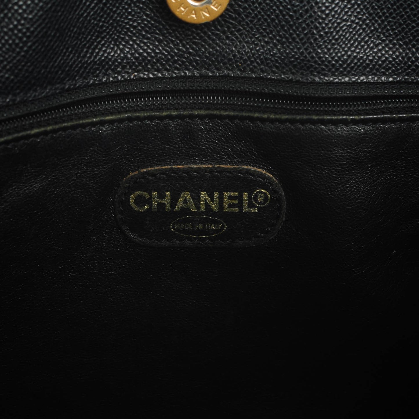 Grained Calfskin Shopping Tote Black