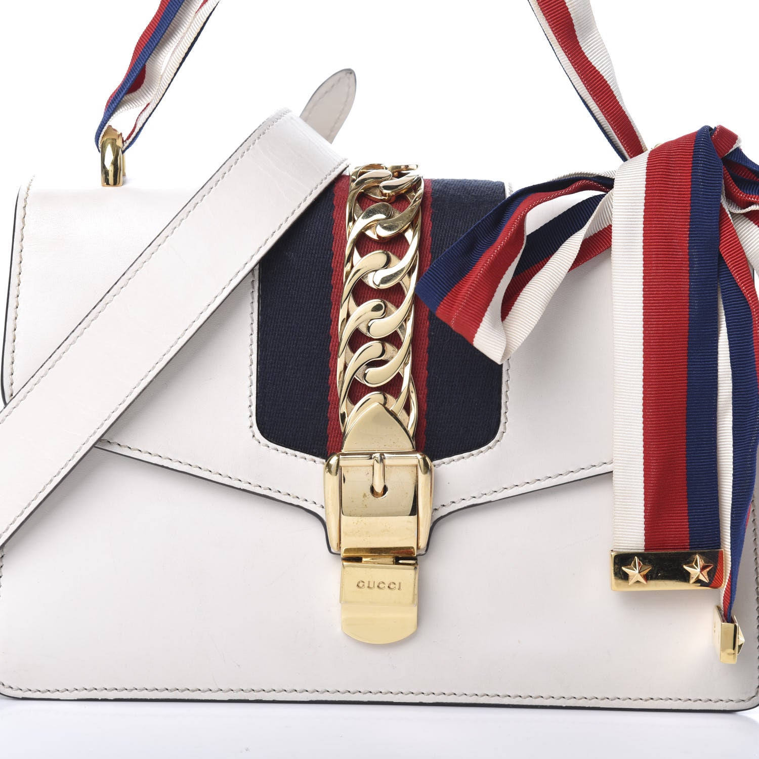 Gucci Calfskin Small Sylvie Shoulder Bag Off White 7 of 9