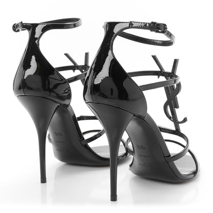 Saint Laurent Patent Cassandra 100 Ankle Strap Sandals 40.5 Black 5 of 10