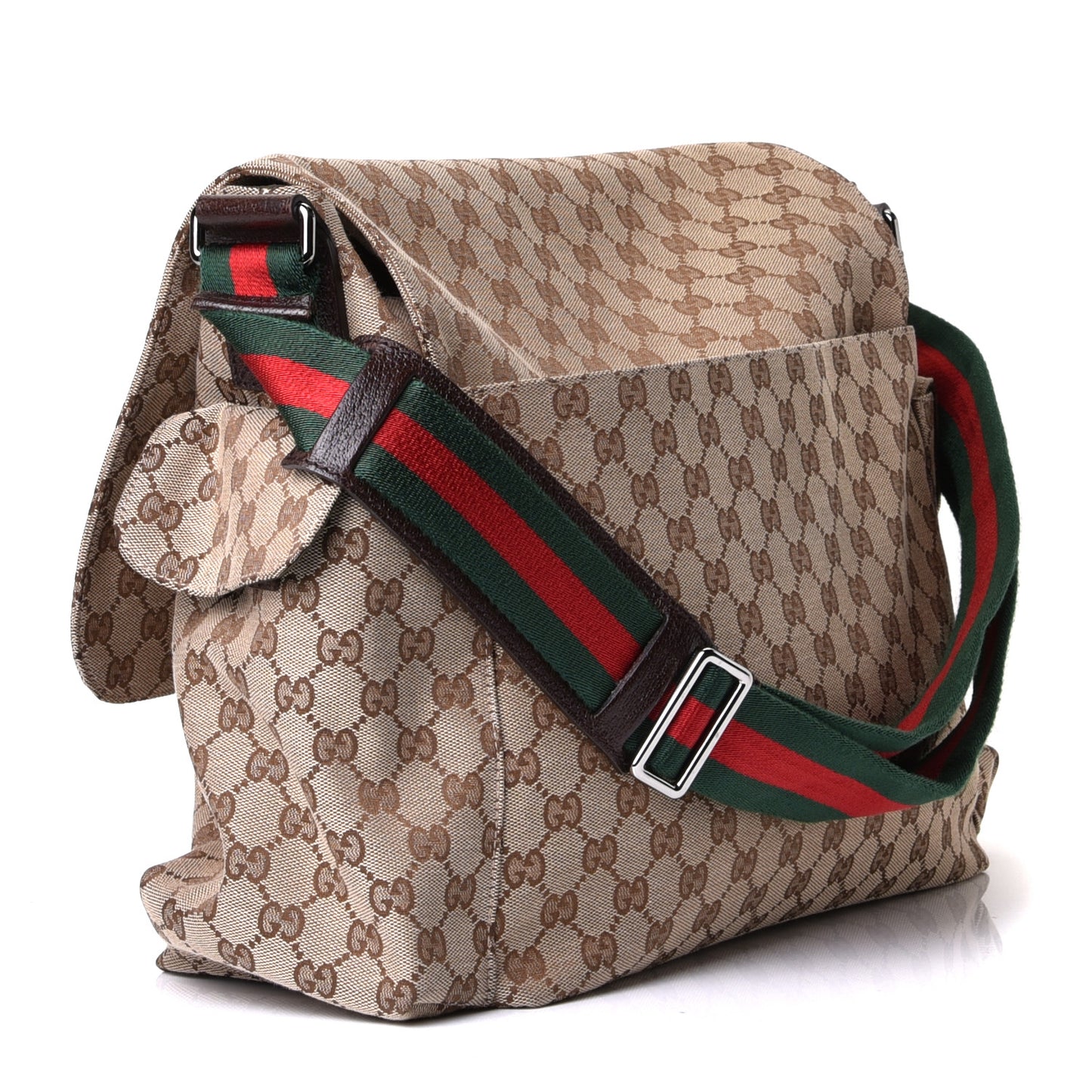 Monogram Web Messenger Diaper Bag Brown