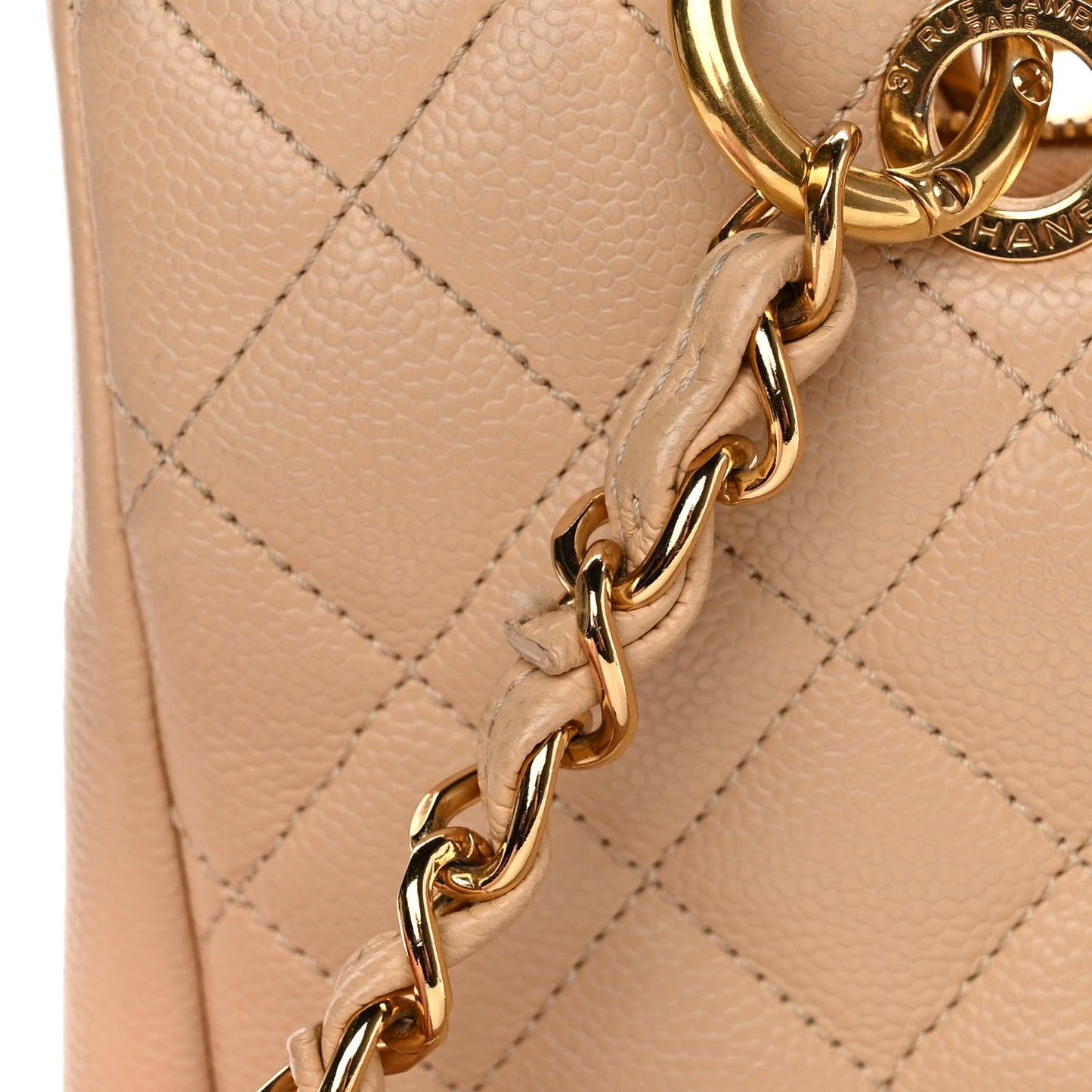 Caviar Quilted Grand Shopping Tote GST Beige Clair