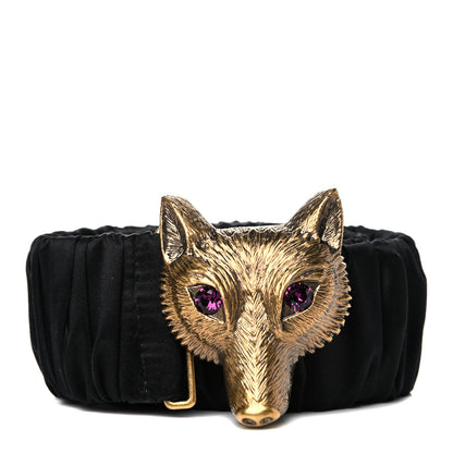 Gucci Satin Fox Head Buckle Belt 90 36 Black 1 of 4