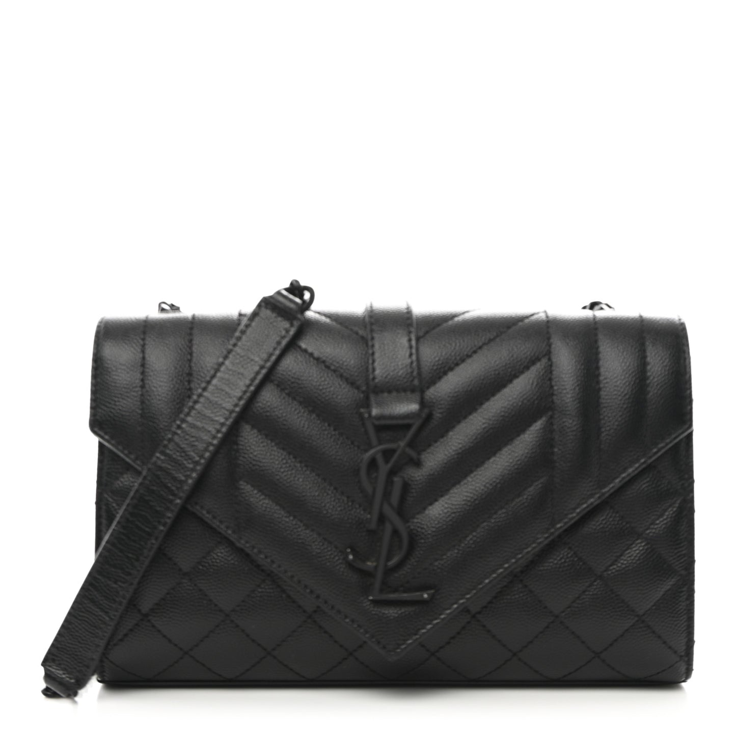 Grain De Poudre Textured Mixed Matelasse Triquilt Small Monogram Monochrome Satchel Black
