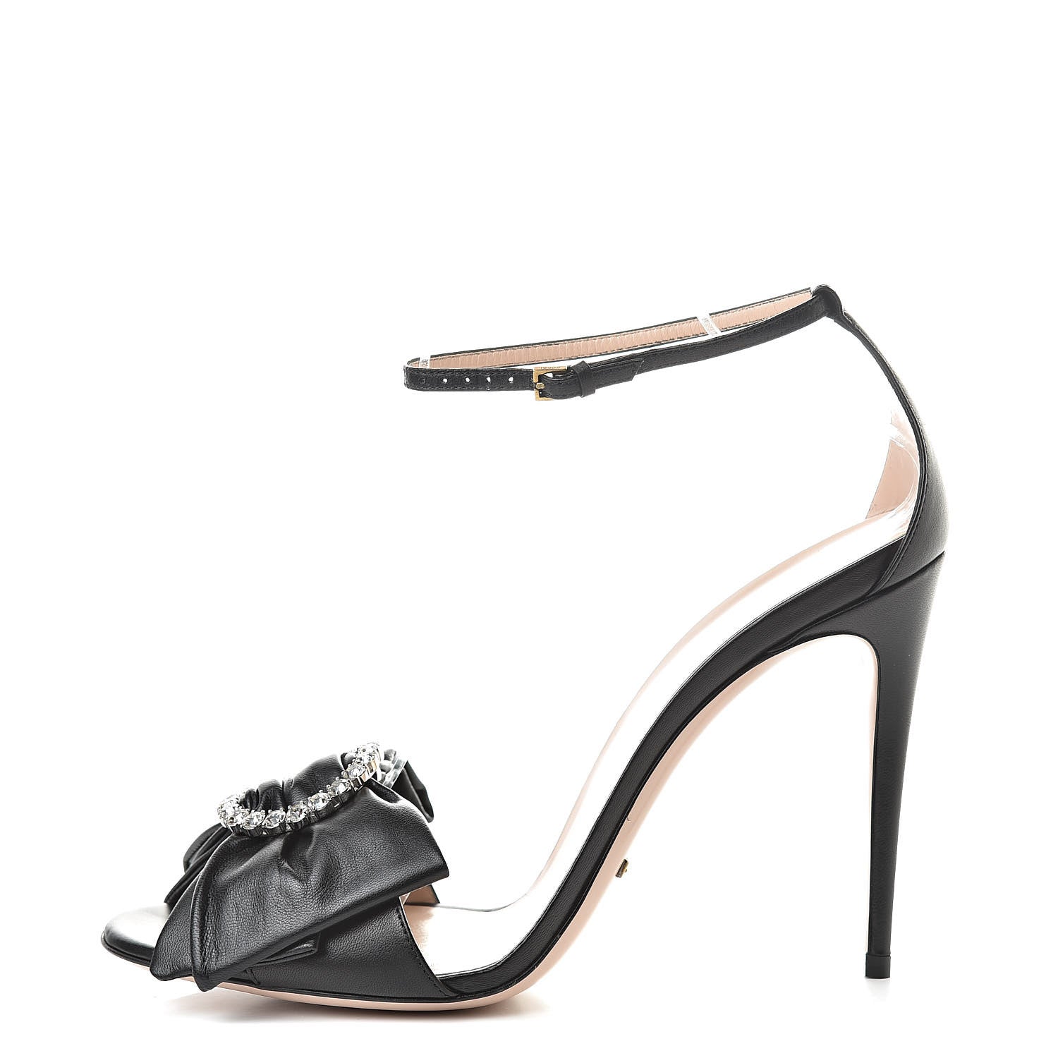 Gucci Nappa Ilse Pleated Bow Sandals 42 Black 1 of 9