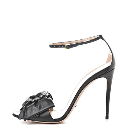 Gucci Nappa Ilse Pleated Bow Sandals 42 Black 1 of 9