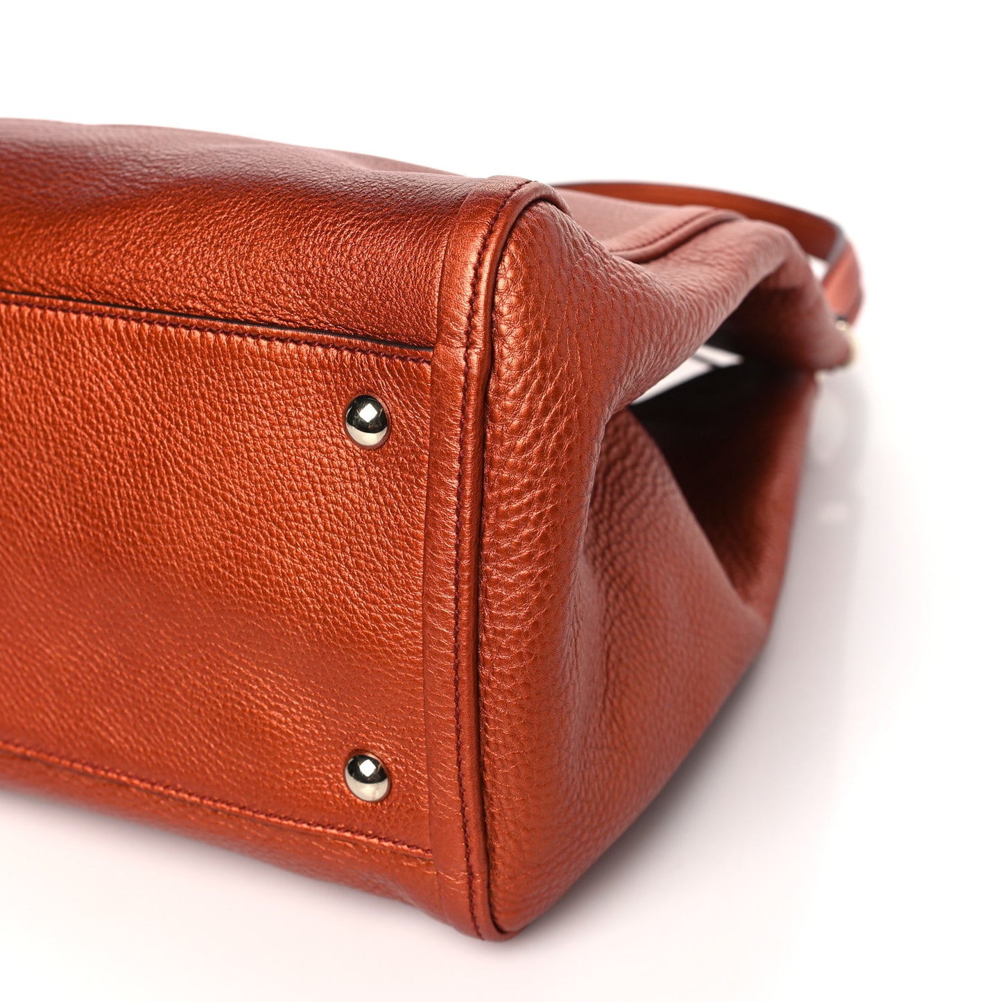Metallic Pebbled Calfskin Medium Soho Shoulder Bag Orange