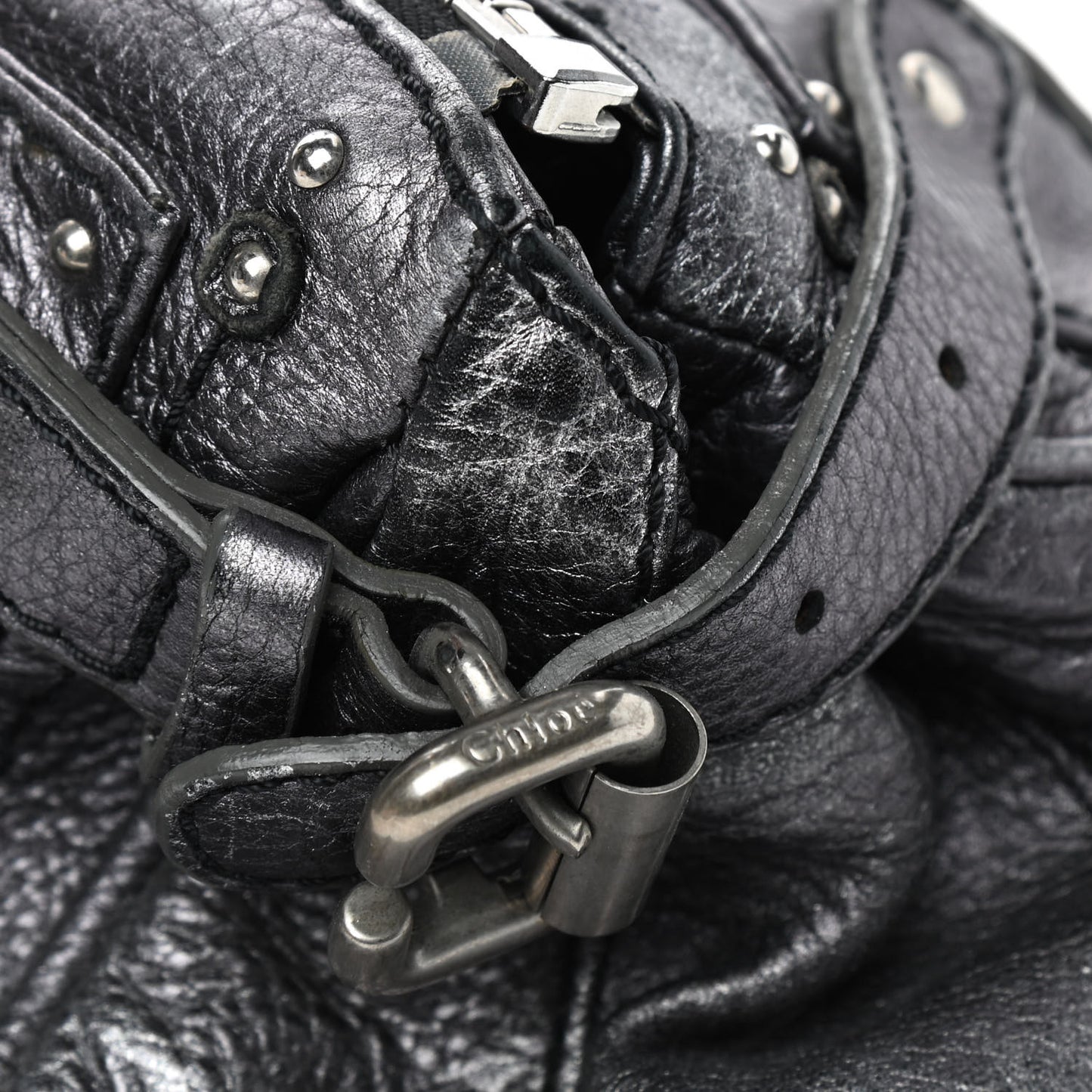 Metallic Calfskin Medium Paddington Satchel Silver