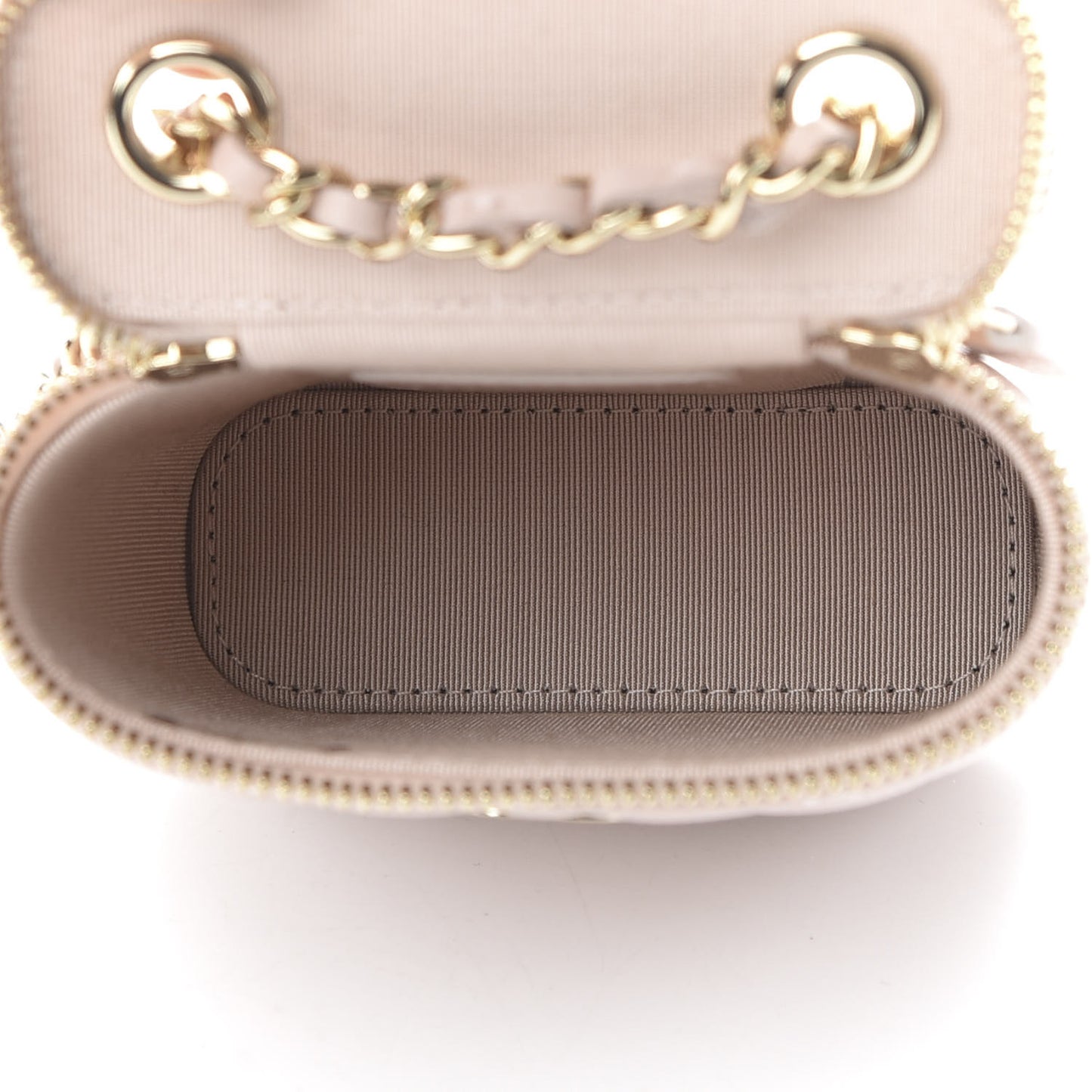 Caviar Quilted Small Vertical Coco Beauty Vanity Case With Chain Light Pink