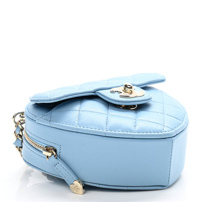 Chanel Lambskin Quilted CC In Love Heart Clutch With Chain Light Blue 4 of 11