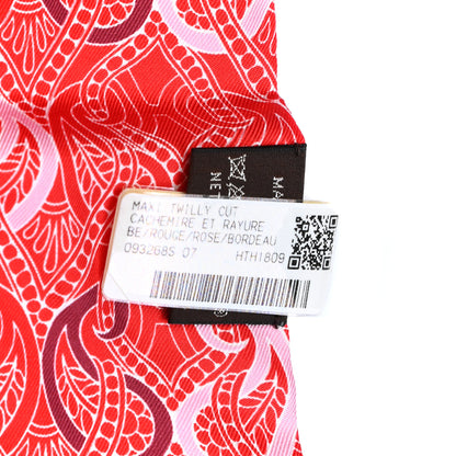 Hermes Silk Cachemire Et Rayure Maxi Twilly Cut Rouge Rose Bordeaux 2 of 4