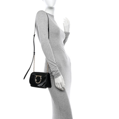 Salvatore Ferragamo Patent Calfskin Mini Vela Flap Bag Black 2 of 9