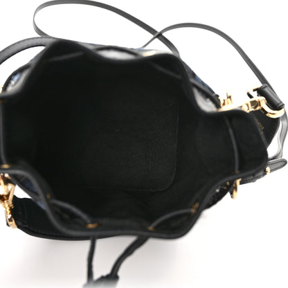 Fendi Chenille Vitello King FF Mini Mon Tresor Bucket Bag Blue Black 5 of 9