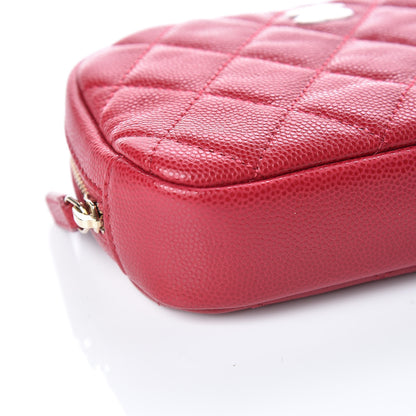 Chanel Caviar Quilted Small Curvy Pouch Cosmetic Case Dark Pink 5 of 10