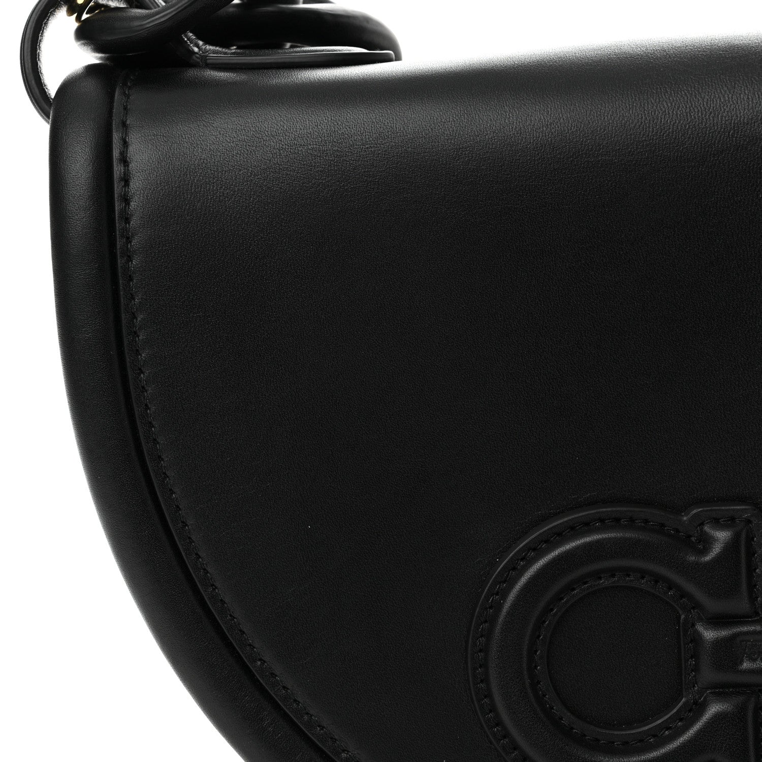 Salvatore Ferragamo Calfskin Aura Shoulder Bag Black 15 of 15