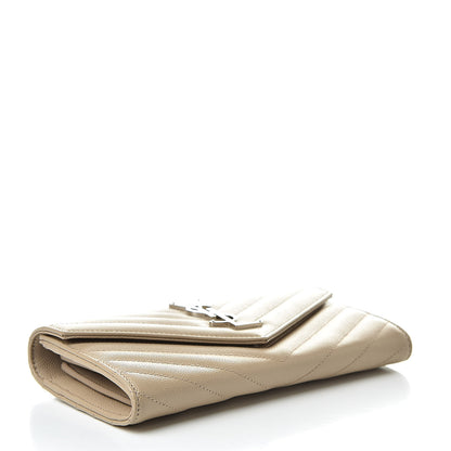 Saint Laurent Grain De Poudre Matelasse Chevron Monogram Flap Wallet Famme 4 of 8