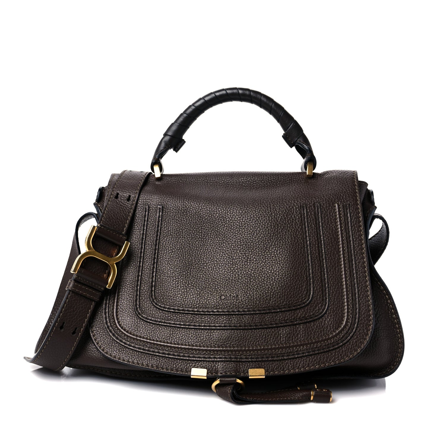 Calfskin Medium Marcie Top Handle Bag Truffle