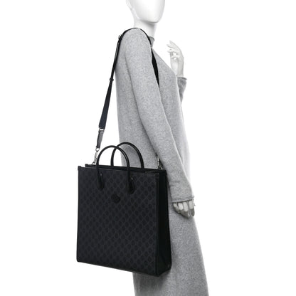 Gucci GG Supreme Monogram Azalea Calfskin Medium Retro Interlocking G Vertical Tote Bag Black 2 of 12