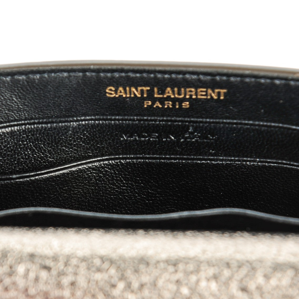 Metallic Grained Leather Monogram Envelope Wallet Bronze